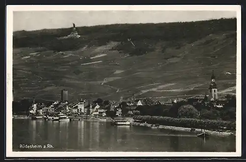 AK Rüdesheim a. Rh., Teilansicht mit Nationaldenkmal