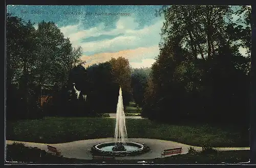 AK Bad Soden i. T., Blick von der Kurhausterrasse mit Springbrunnen