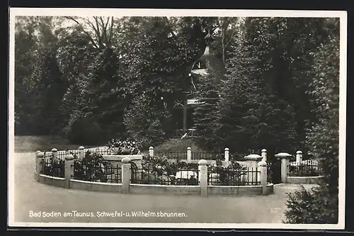 AK Bad Soden am Taunus, Schwefel- und Wilhelmsbrunnen