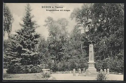 AK Soden a. Taunus, Kriegerdenkmal mit Anlagen