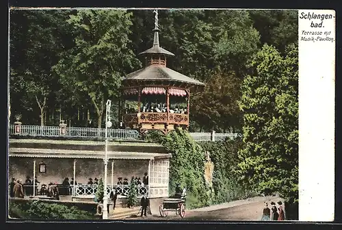 AK Schlangenbad, Terrasse mit Musik-Pavillon