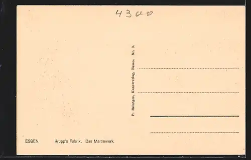 AK Essen, Krupp`s Fabrik, Das Martinwerk mit Arbeitern, Innenansicht