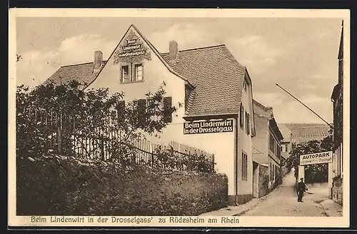 AK Rüdesheim am Rhein, Gasthaus Lindenwirt in der Drosselgass'