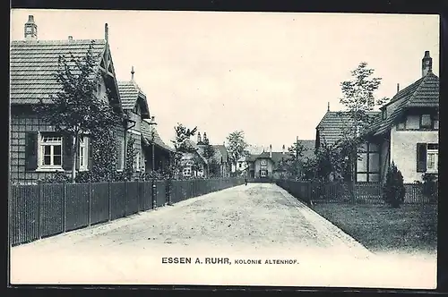 AK Essen a. Ruhr, Kolonie Altenhof mit Strassenpartie