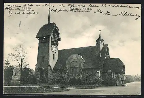 AK Essen, Colonie Altenhof mit evangelischer Kirche