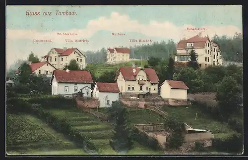 AK Tambach / Thür. Wald, Hotel Pensionen Prinzenrod, Villa Dietrich & Kurhaus