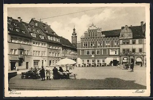 AK Weimar / Thüringen, Blick über den Markt