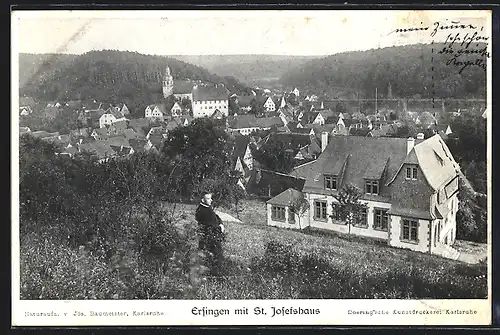 AK Ersingen / Kämpfelbach, Teilansicht mit St. Josefshaus