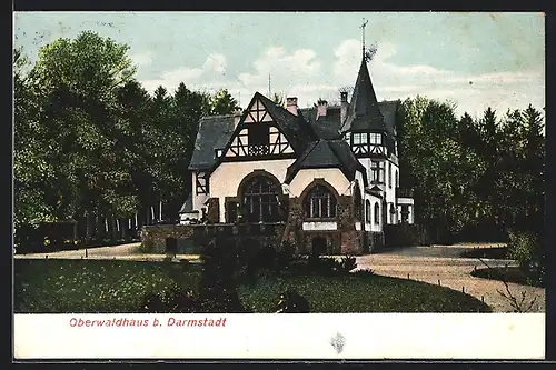 AK Darmstadt, Blick auf Gasthof Oberwaldhaus