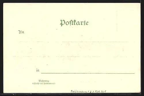 Lithographie Gehlberg, Gasthaus Schmücke, Schneekopfturm, Panorama