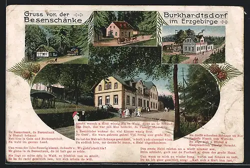 AK Burkhardtsdorf, Ansichten des Gasthaus Besenschänke