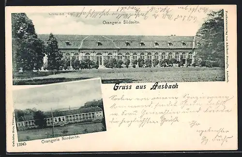 AK Ansbach, Orangerie Südseite und Nordseite