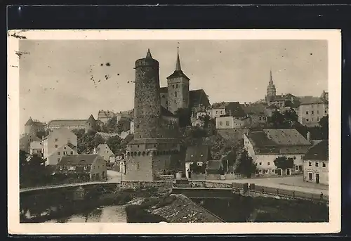 AK Bautzen, Ortsansicht von der Kronprinzenbrücke aus gesehen