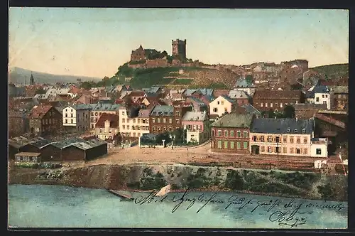 AK Bingen / Rhein, Teilansicht mit Burg Klopp