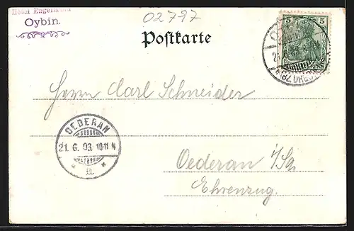 AK Oybin, Ortspartie mit Kirche