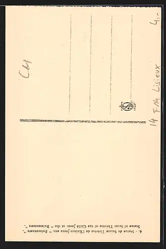 AK Lisieux, Statue de Sainte-Therese de l`Enfant Jesus aux Buissonnets