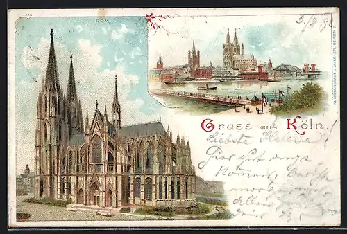 Künstler-AK Köln, Teilansicht, Dom