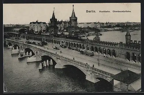 AK Berlin-Friedrichshain, Oberbaumbrücke