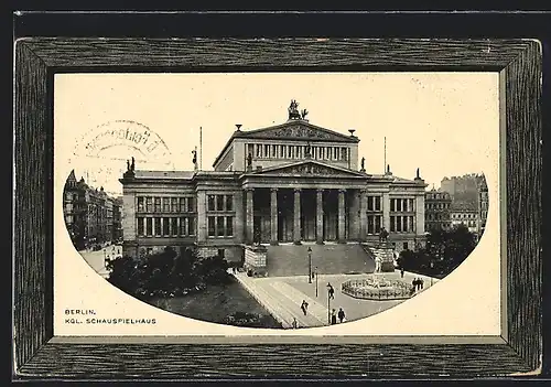 Passepartout-AK Berlin, Kgl. Schauspielhaus mit Anlagen und Strasse, Gendarmenmarkt