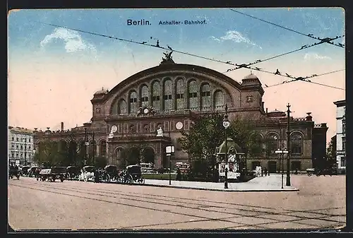 AK Berlin-Kreuzberg, Askanischer Platz mit Anhalter Bahnhof und Pavillon