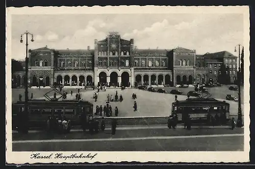 AK Kassel, Strassenbahn am Hauptbahnhof