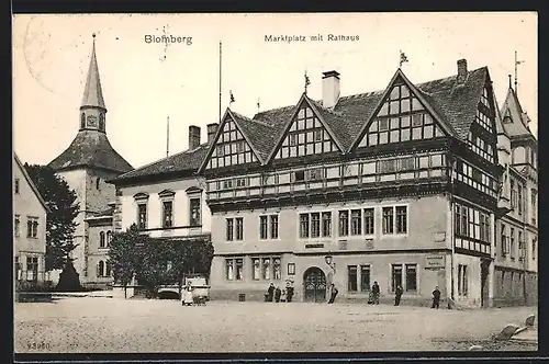AK Blomberg / Lippe, Marktplatz mit Rathaus