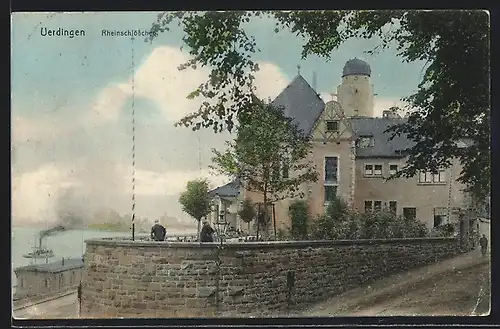 AK Uerdingen, Gasthaus Rheinschlösschen mit Rheinblick