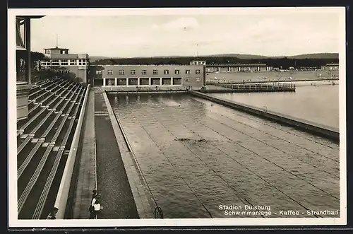 AK Duisburg, Stadion, Schwimmanlage mit Kaffee und Strandbad