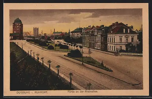 AK Duisburg-Ruhrort, Partie an der Rheinallee