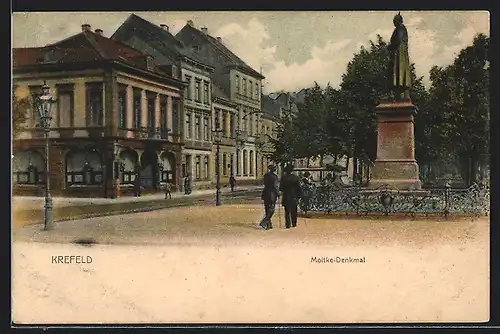 AK Krefeld, Moltke-Denkmal mit Strasse