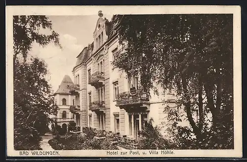 AK Bad Wildungen, Hotel zur Post und Villa Höhle