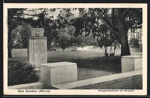 AK Bad Sooden /Werra, Kriegerdenkmal im Kurpark