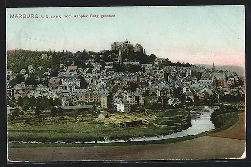 AK Marburg a. d. Lahn, Ortsansicht vom Kappler Berg aus