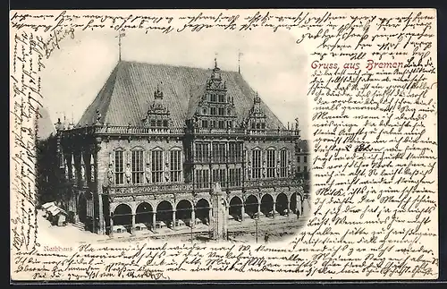 AK Bremen, Rathaus mit Passanten