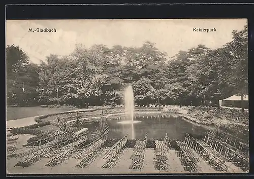 AK M. Gladbach, Fontäne im Kaiserpark