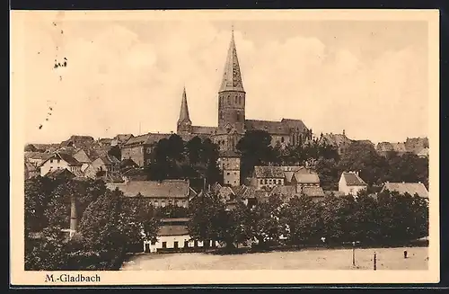 AK M.-Gladbach, Ortsansicht mit Kirche