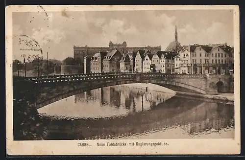 AK Cassel, Neue Fuldabrücke mit Regierungsgebäude