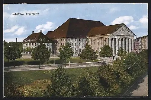 AK Kassel, Blick auf Huttenplatz mit Stadthalle
