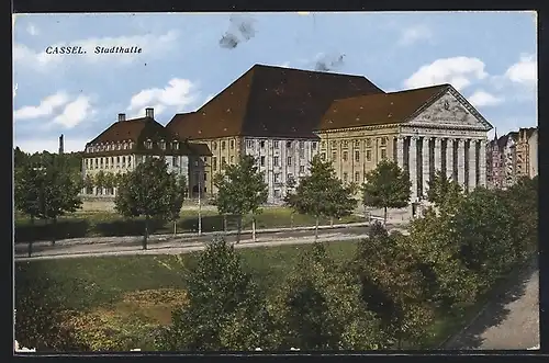 AK Kassel, Blick auf Huttenplatz mit Stadthalle