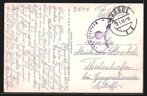 AK Kassel, Staatstheater mit Brücke, In der Karlsaue