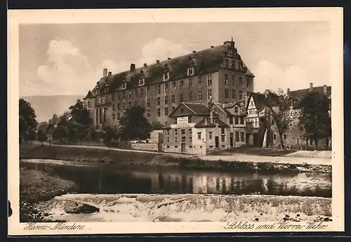 AK Hann.-Münden, Schloss und Werra-Wehr