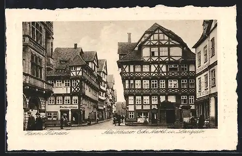 AK Hann.-Münden, Alte Häuser Ecke Markt und Langestrasse