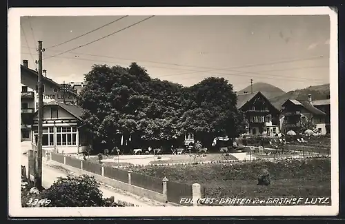 AK Fulpmes, Blick auf den Garten vom Gasthof Lutz