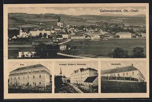 AK Gallneukirchen /Ob.-Oestr., Ortsansicht, Zoar, Evangel. Kirche und Bethanien, Martinstift