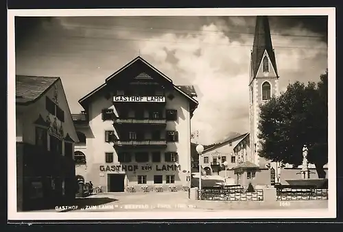 AK Seefeld, Strassenpartie vor dem Gasthof Zum Lamm