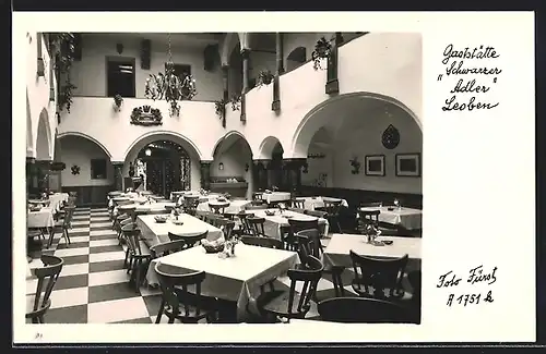AK Leoben, Gaststätte Schwarzer Adler, Innenansicht