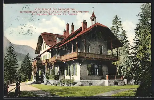 AK Schoppernau, Villa Maund, Sommerwohnsitz des deutschen Kronprinzen