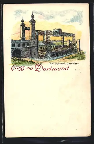 Lithographie Dortmund, Schiffshebewerk Oberwiese