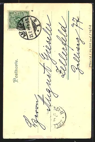 Lithographie Aachen, Kaserne mit Soldaten, Kriegerdenkmal