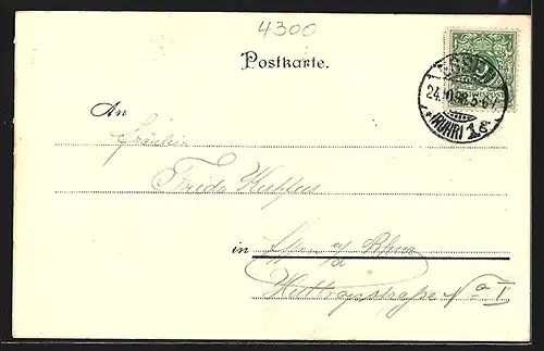 Lithographie Essen / Ruhr, Kaiser Wilhelm I.-Denkmal, Wappen